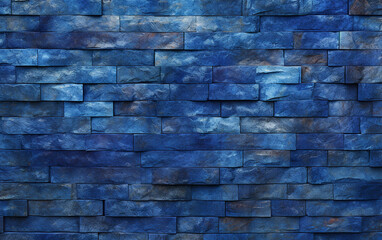 Seamless texture background in shape of bricks in blue color metamorphic rock. Perfect structure in solid blue brick for texture.