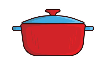 Casserole Dish Kitchen Cooking Pot vector illustration. Kitchen appliance element icon concept. Pan with lid for dishes, kitchen, home cooking vector design with shadow on light green background.