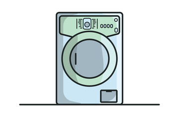 Electric Washing Machine vector illustration. Technology object icon concept. Modern laundromat, appliance for household chores. Front view of washing machine vector design with shadow.