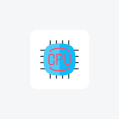 CPU Processor Computer Hardware, Computer Component  Flat Color Icon