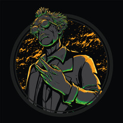 mad scientist t-shirt design. cartoon, vector, illustration, halloween, zombie