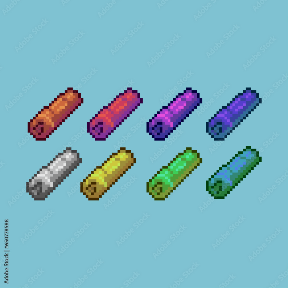 Fototapete pixel art sets of wood trunk with variation color item asset. simple bits of wood stick trunk on pix