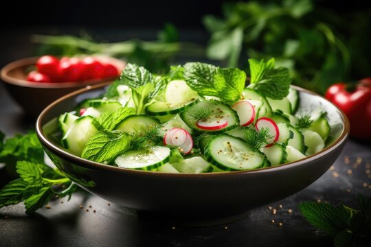 Spring vegetable salad fresh radish cucumber salad