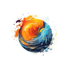 Earth Solar System fantasy graphical style, Illustration, Watercolor PNG