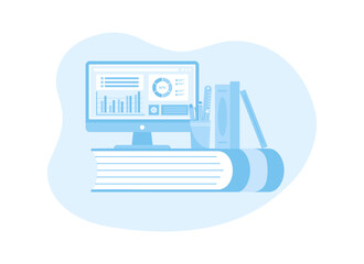 Training business management  analyzing data concept flat illustration