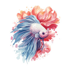 Fighter fish floral fighter fish, Illustration, Watercolor PNG