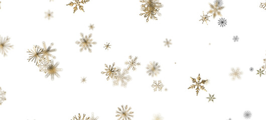Flurry of Snowflakes: Radiant 3D Illustration Showcasing Falling Festive Snow Crystals