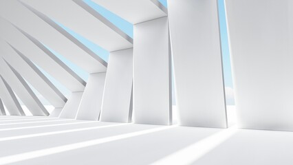 Abstract architecture background geometric wall in interior 3d render
