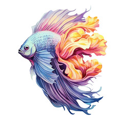 Obraz premium Golden Floral Fighter Fish Floral fighter fish , Illustration, Watercolor PNG
