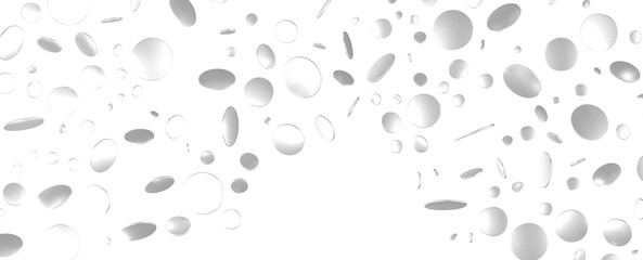 Cascading Splendor: Striking 3D Illustration Showcasing a Dazzling silver Confetti Display