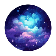 Night sky galaxy and stars fantasy graphic style , Illustration, Watercolor PNG