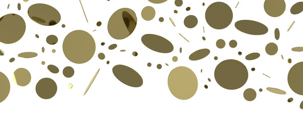 Golden serpentine confetti on transparent background. luxury isolated