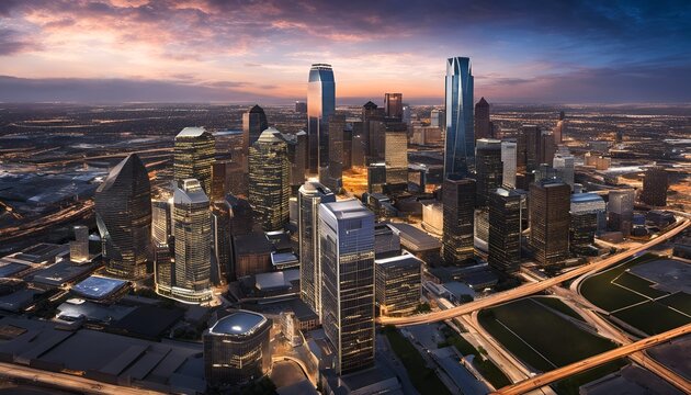 Overview of the city of Dallas USA Fantasy Art