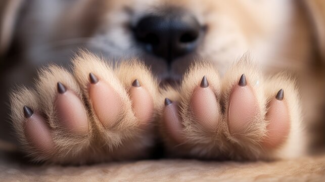 Furry Friend's Paws, These tiny, light-colored puppy paws are too cute to resist!