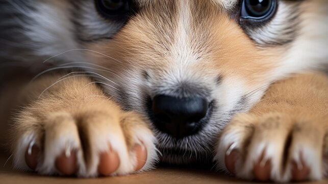 Furry Friend's Paws, These tiny, light-colored puppy paws are too cute to resist!