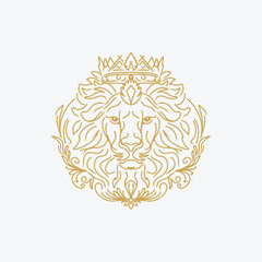 Abstract Lion Head filigree border swirl monogram