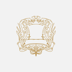 filigree border swirl monogram badge template