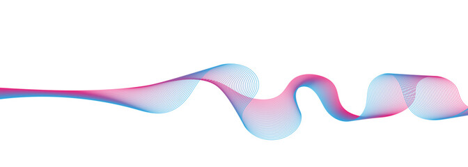 Abstract Vector flowing wave lines, dynamic colorful blue and pink isolated on white background . concept of AI technology, digital, communication, science, music