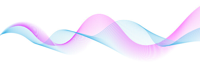 Abstract Vector flowing wave lines, dynamic colorful blue and pink isolated on white background . concept of AI technology, digital, communication, science, music