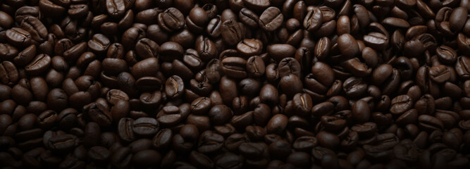 coffee beans backdrop banner love caffeine - obrazy, fototapety, plakaty