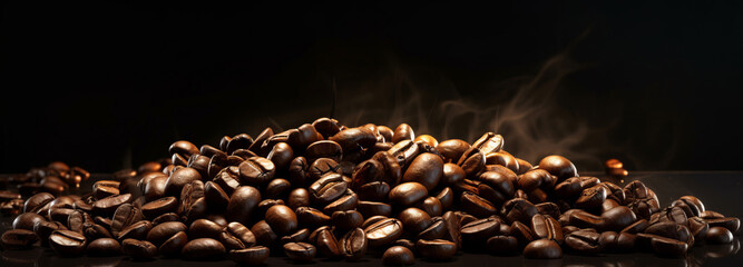 coffee beans backdrop banner love caffeine - obrazy, fototapety, plakaty