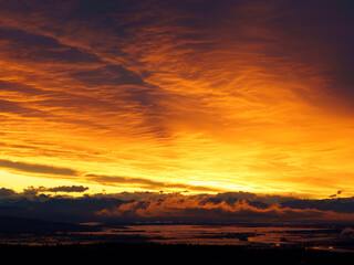 Dramatic sunrise over Fraser Valley, BC.
