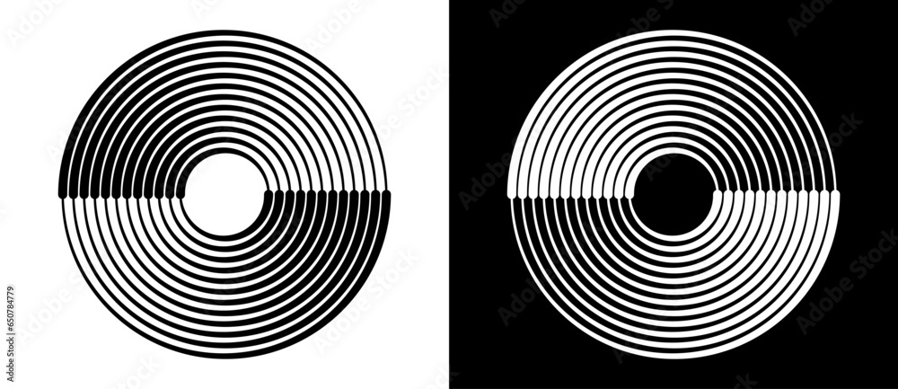 Fototapete abstract background with lines in circle. art lines design spiral as logo or icon. black lines on a 