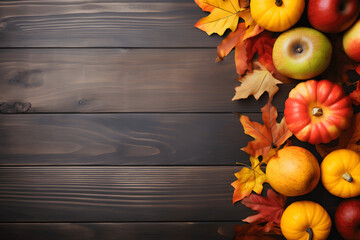 Kürbisse mit Früchten und Blättern Herbst Halloween Ernte Hintergrund Productplacement Copyspace