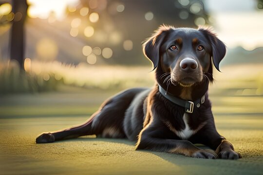black labrador retriever dog, black huntaway dog, Generative AI