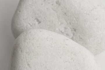 Set of sauna stones isolated on white background. Natural mineral rock quartz, quartzite.