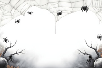 Spinnennetz Silhouette auf weißer Wand Halloween Thema heller Hintergrund