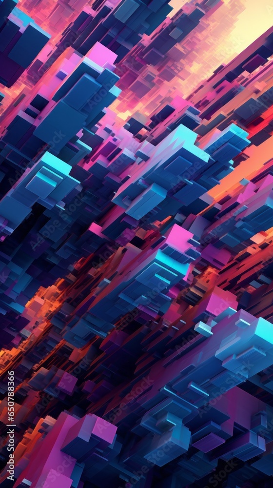 Aufkleber A vibrant and dynamic abstract background with a multitude of colorful blocks