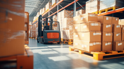 Goods on shelves in warehouse Generative AI