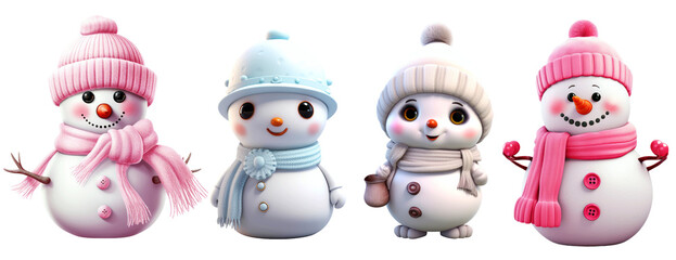 Cute Snowman Clipart Transparent Designs, Chibi Snowman, kawaii Snowman.
