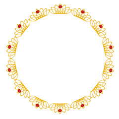 golden crown with ruby gem round frame border