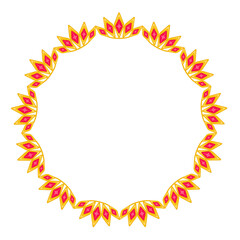 golden crown with ruby gem round frame border