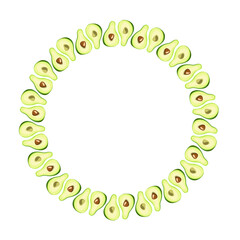 fresh avocado slice art drawn round frame