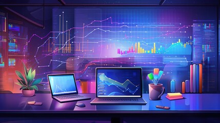 Fototapeta premium IT computer data processing Illustration