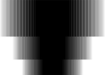 Black and white striped vector pattern with space for text. Striped pattern with a smooth transition from black to white. Strict monochrome vector background of abstract lines.