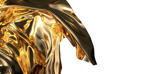 Luxury Unveiled: Abstract 3D Gold Cloth Illustration for Opulent Visuals