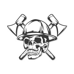 firefighter skull halmet black and white vector design.