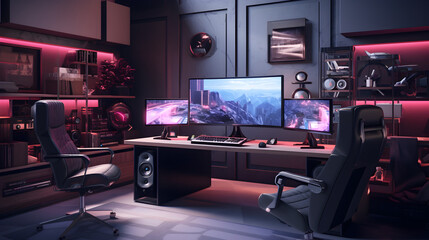 minimalist and elegant gaming room