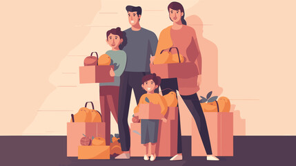Family with shopping bags, shopping with family