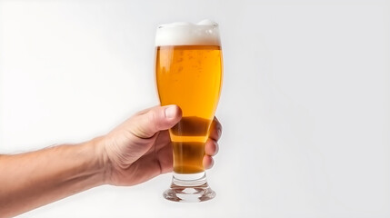 Hand Holding Glass on Isolated White Background