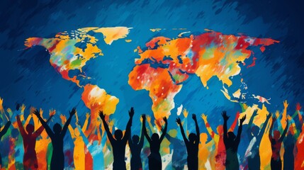Global unity canvas, artistic humanity background for various use