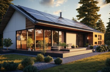 Fototapeta premium A solar power system with an electric charger