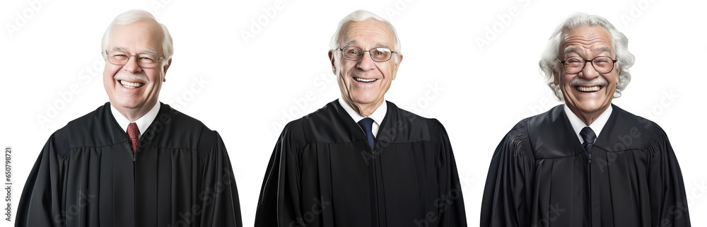 Poster set of smiling judges portraits, cut out