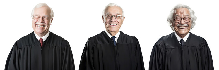 Set of smiling judges portraits, cut out