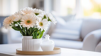 Fresh flowers in a bright, clean living space