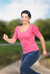 Happy woman running